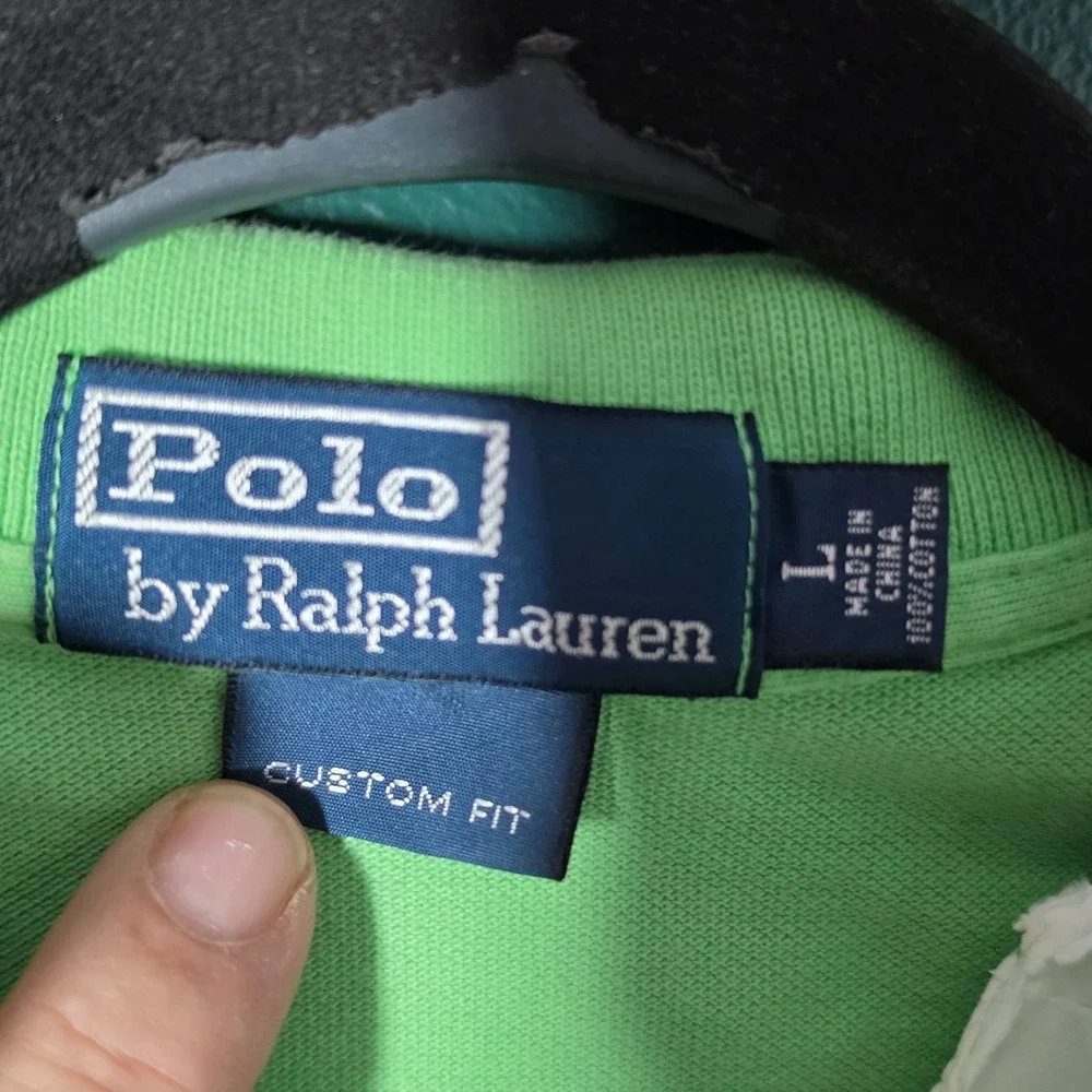 Polo Ralph Lauren Lime Green Short Sleeve Blue Pony Short Sleeve~Large